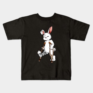 On crutches - cartoon rabbit Kids T-Shirt